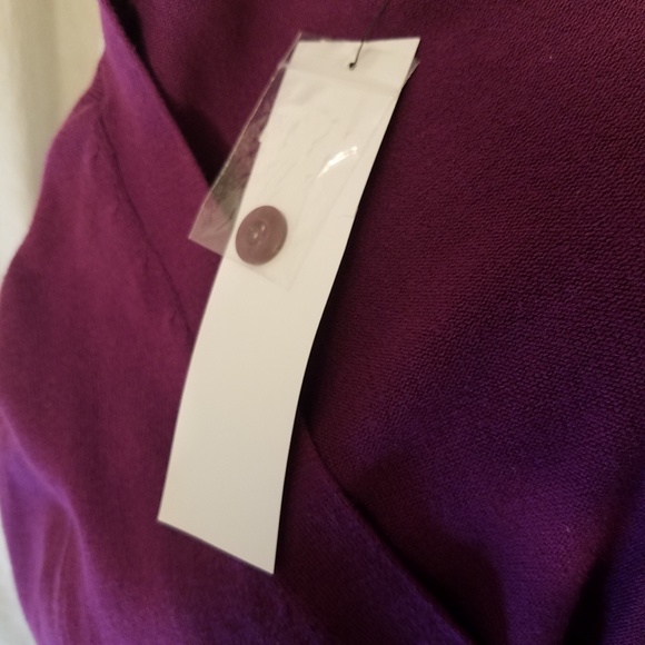 Extra Long Purple LowV Neck Button Down Cardigan - Picture 6 of 8